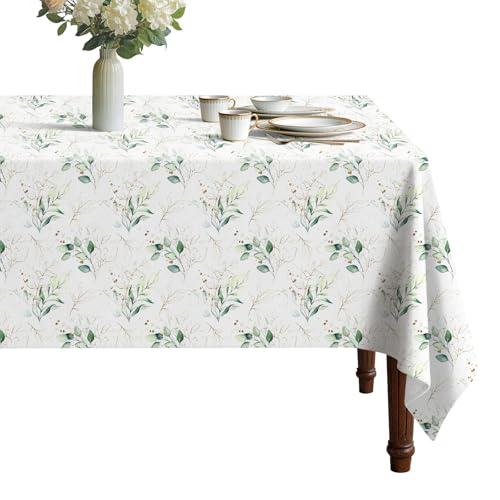 Gold Leaves Vinyl Tablecloth with Flannel Backing for Rectangle Tables | Waterproof, Stain Resistant, Wrinkle Free Vinyl Tablecloth with Easy Wipeable Surface for Kitchen Dining and Party Use - color: Golden Leaves, size: 70" x 52" (Rectangular)