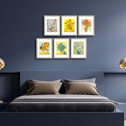 Rustic Distressed Retro Style White Frame 11x14 Picture Frame Set of 6 with Real Glass for Pictures 8x10 with Mat or 11x14 Without Mat, Wall Gallery or Tabletop display - size: 11x14(set of 6)