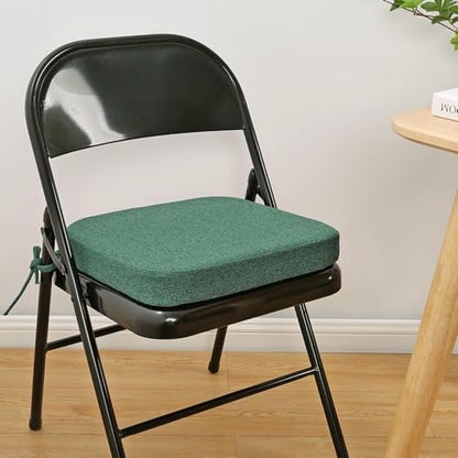 SINOSSO Memory Foam Chair Cushion for Folding Chair 1 Pcs, Thickened 2" Square Kitchen Chair Pad with Ties, Indoor Non-Slip Dining Chair Seat Cushion (1 Piece, Green) - color: Green