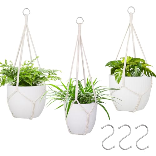 garini 3Pack Macrame Plant Hanger,Hanging Planters for Indoor Plants | 3 Sizes (34"/41"/46") Handmade Cotton with S Hooks for Boho Home Decor(POTS NOT Included) - size: 3 Pack-Assorted Sizes