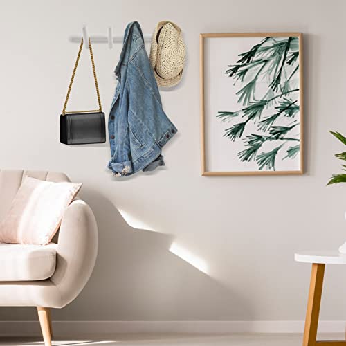 KYSMOTIC Modern Wood Coat Rack - Wall Mounted - White 4 Peg Coat Hooks - Hanging Clothes Robes Towels Hats - color: White, size: 4 Hooks