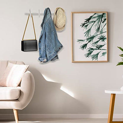 KYSMOTIC Modern Wood Coat Rack - Wall Mounted - White 4 Peg Coat Hooks - Hanging Clothes Robes Towels Hats - color: White, size: 4 Hooks