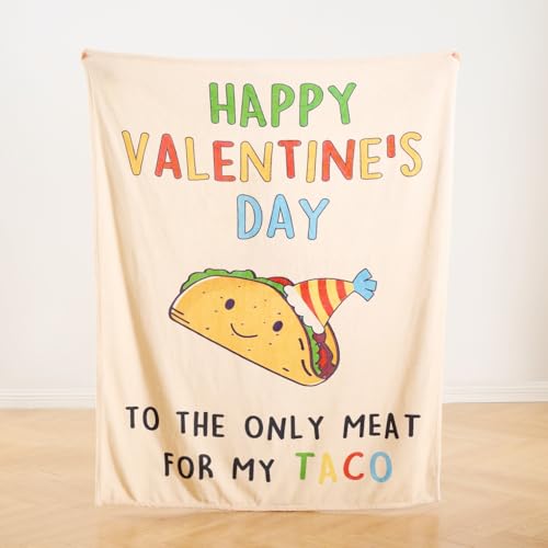 Funny Valentine’s Day Gift for Him or Her – Cute Taco Fleece Throw Blanket, Soft & Cozy Romantic Throw for Couples - color: Taco-lover, size: throw(50x60)