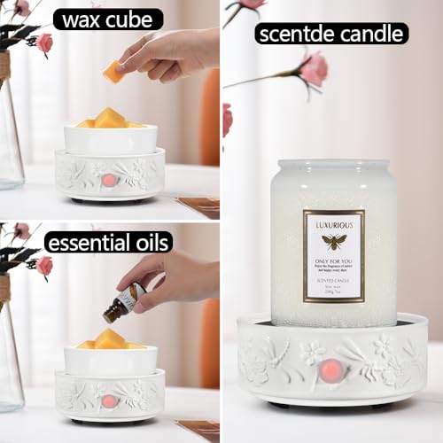 Wax Melt Warmer for Scented Wax Ceramic Wax Warmer Fragrances(Dragonfly) | Candle Oils Home Fragrance Wax Burner True White Electric Candle Warmer as Gifts for Mom Women - color: White Dragonfly