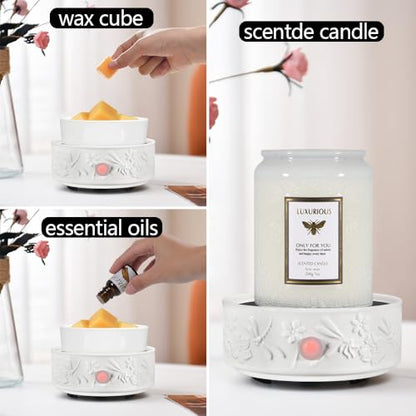 Wax Melt Warmer for Scented Wax Ceramic Wax Warmer Fragrances(Dragonfly) | Candle Oils Home Fragrance Wax Burner True White Electric Candle Warmer as Gifts for Mom Women - color: White Dragonfly