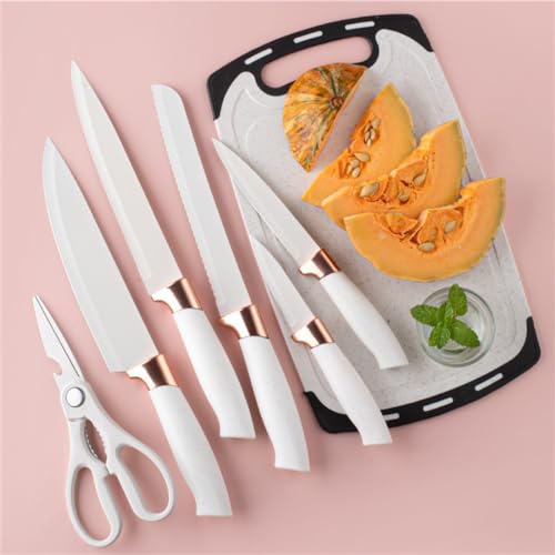 Kitchen Cooking Utensils and Knife Set with Block, 19 Pieces Cooks Cutting Set 11 Silicone Utensils Tool 5 Pcs Sharp Stainless Steel Chef Knives Scissors Whisk Tongs and Cutting Board (Beige) - color: Beige