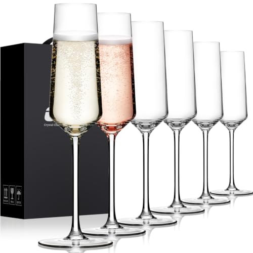 OJA Champagne Flutes, Crystal Champagne Glasses Set of 6, 7oz, Elegant | For Prosecco,Sparkling Wine, Mimosa, Ideal for Weddings, Birthday, Christmas - color: 7oz (6count)