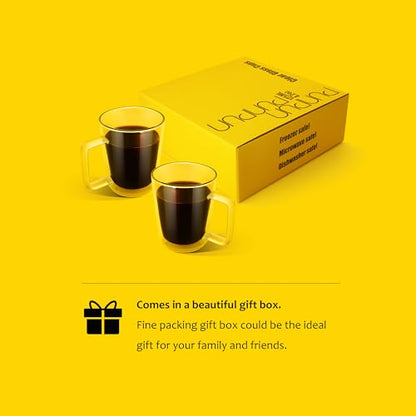 PunPun 16oz.480ml Clear Glass Mugs Large Coffee Mugs, Jumbo Insulated Double Wall Glasses, Premium Glasses Set with Big Handle, Iced Coffee Cup Set of 2 - color: 480ml / set of 2