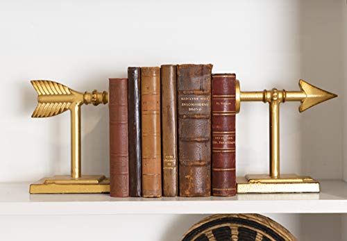 Creative Co-Op Decorative Cast Metal Arrow Bookends, Gold, Set of 2 - color: Gold
