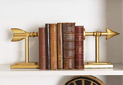Creative Co-Op Decorative Cast Metal Arrow Bookends, Gold, Set of 2 - color: Gold