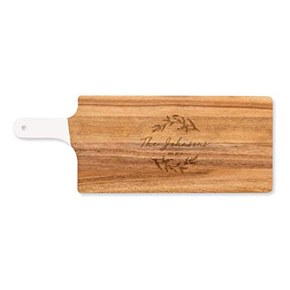Weddingstar Personalized Wooden Cutting Board or Serving Board with White Handle 7.8" x 21"- Signature Script Etching - color: Signature Script, size: 21"L x 7.8"W