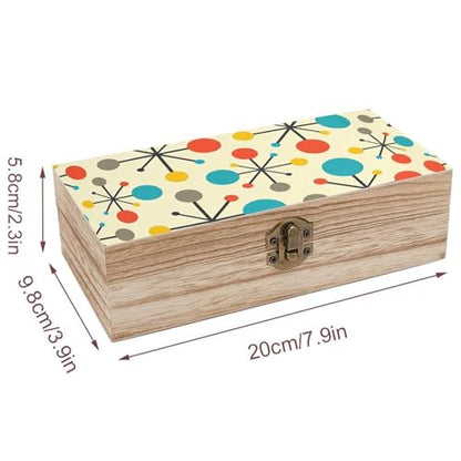 Retro Mid Century Wooden Keepsake Box Wood Memory Box with A Hinged Lid Wooden Storage Boxes Wood Gift Boxes for Picture Letter Time Capsule Keep Memories 8 * 3.7 * 2.3in