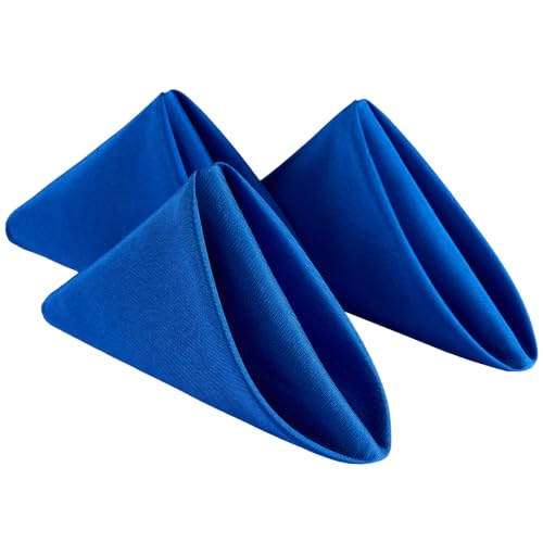 VidaFete Royal Blue Cloth Napkin, 17 x 17 Inch Polyester Napkins Set of 12 | Polyester Napkins Cloth Reusable & Wrinkle-Resistant Dinner Napkins for Weddings, Banquets, Parties, Hotels and Restaurants - color: Royal Blue, size: 17" x 17" (Set of 12)