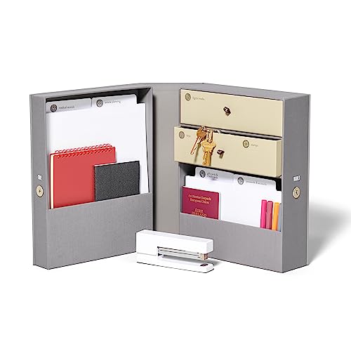 Savor | All-in-One Desk Organizer | Slate Gray – Keep Desk, Office, and Home Organized All-In-One Storage System for Important Files, Documents, Stationery, and Office Supplies - color: Slate - No Customization, style: All-in-one Keepsake Box