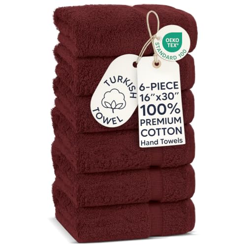 Chakir Turkish Linens | Hotel & Spa Quality 100% Cotton Premium Turkish Towels | Soft & Absorbent (6-Piece Hand Towels, Cranberry) - color: Cranberry