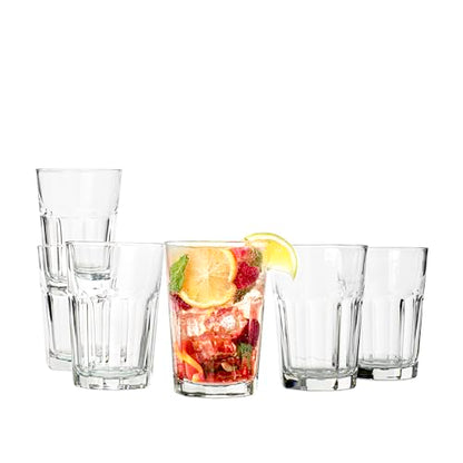 Vikko Drinking Glasses, 11.5 Ounce Glass Cups, Durable Glasses Drinking Set of 6, Stackable Water Glasses, Highball Glasses, Heavy Base Tumblers & Water Glasses, Dishwasher Safe Cups for Kitchen - style: 11.5 Ounce- Set of 6