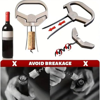 Ah So Wine Opener Set with Foil Cutter, Corkscrew for Old Wines | Two-Prong Cork Remover, Stainless Steel Wine Bottle Opener Gift Set for Wine Lovers