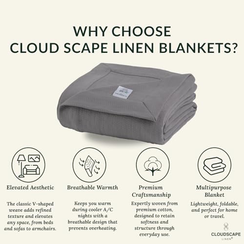 CSL Cotton Blanket Twin, Cooling Summer Blanket, Durable, 68"x92",Dark Grey | 100% Cotton Twin Blanket, Fits up to TwinXL Bed, Soft & Durable for All Season, Softer after every wash,Perfect Git with Tote - color: 09. Dark Grey, size: Twin/ Twin XL (68" x