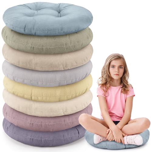 Fumete 8 Pcs 16 Inch Floor Cushions Pillow for Kids Bulk Classroom Round Flexible Seating Floor Cushions for Students Home Daycare School Reading Corner Yoga Meditation Picnic (Morandi) - color: Morandi
