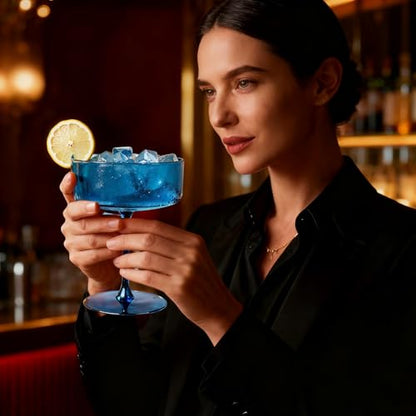 Ciaell 12 Pack Blue Plastic Martini Glasses for Bars Parties | 10 oz Blue Coupe Cocktail Cups, Heavy Duty Plastic, Cocktails Whiskey Margaritas Wine for Weddings Birthdays Anniversaries - color: Basic Blue