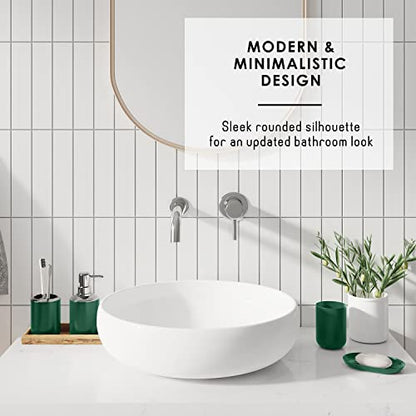 Clara Clark Bathroom Set - Green Bathroom Accessories Set, Bathroom Sets with Shower Curtain and Rugs, 23PC Shower Curtain Set with Liner, Soap Dispenser, Soap Dish, Toilet Brush Holder, and Trash Can - color: Hunter Green, size: Complete Set + Bath Rugs