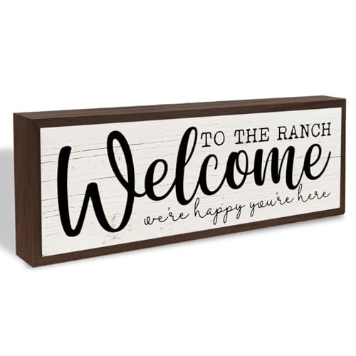 Farmhouse Wood Signs, Framed Wooden Block Sign, Western Home Decor, Wall Decoration for Barn Farm Cottage, Cowboy Decor Signs, Welcome to the Ranch Sign 9.5x3.1x1 inches - color: style 34