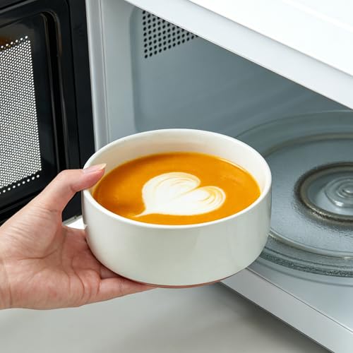 28 OZ Ceramic Cereal Bowls Set, 6 Inch, Set of 4, Elegant White | Handcrafted, Dishwasher & Microwave Safe, Stoneware Deep Soup Bowls for Everyday Use - color: White, size: Cereal Bowls Set (4PCS)
