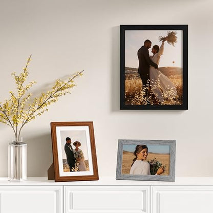 Vittanly 12 Pack Gallery Wall Frame Set, Black, Walnut Brown, Grey | Gallery Wall Frame Set: 4pcs 8x10, 4pcs 5x7 & 4pcs 4x6 Photos for Wall & Table, Picture Frames made of Engineered Wood - color: Black & Walnut Brown & Grey