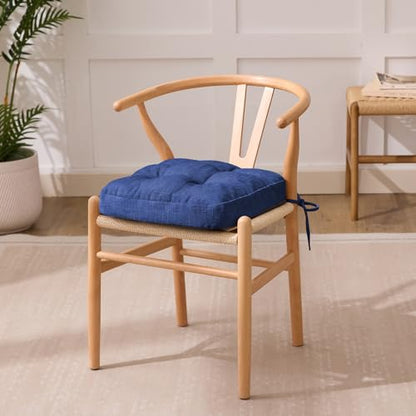 IASEAHK Chair Cushions, Dining Chair Cushions, Tufted Indoor Chair Pads, Set of 2, Navy Blue, 16.5'' x 16.5'' x 3.5'' - color: Navy Blue, size: Pack of 2