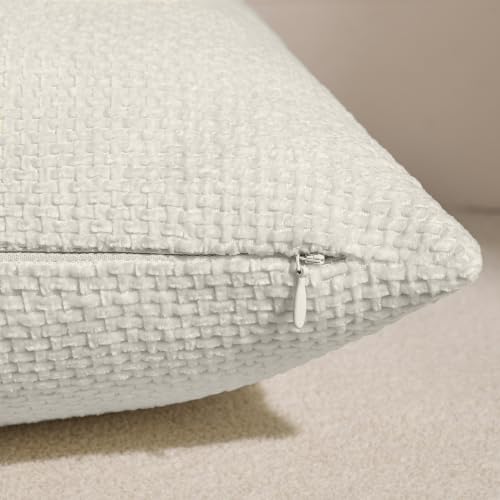 Textured Chenille Pillow Covers 20x20, Pack of 4, Light Brown | Thick Textured Chenille with Hidden Zipper - color: Neutral Gray, size: 20" x 20" (Pack of 4)