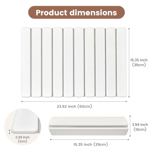 Super Anti-Slip Strong Absorbent Diatomite Pad, Stone Bath Mat 24 x 16 inches Quick-Dry Pad, Foldable and Easy to Store Bathroom Stone Bath Mat, Suitable for Bathroom