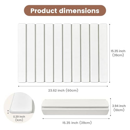 Super Anti-Slip Strong Absorbent Diatomite Pad, Stone Bath Mat 24 x 16 inches Quick-Dry Pad, Foldable and Easy to Store Bathroom Stone Bath Mat, Suitable for Bathroom