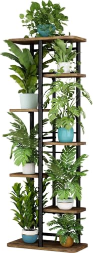 LINZINAR Plant Stand Indoor 7 Tier Metal Corner Tall Flower Shelf | Plant Rack for Multiple Plants, Tiered Flower Plant Holder for Patio, Garden, Balcony, Living Room, Bedroom Black - color: Black, size: 7 Tier