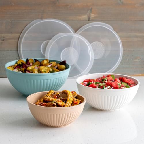 Nordic Ware Prep and Serve Mixing Bowls Set, 6-Piece, Earth-Tones - color: Earth-Tones, size: 6-Piece