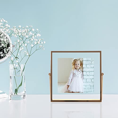 Lawrence Frames Metal Easel Float Picture Frame, 4x4, Gold - color: Gold, size: 4x4