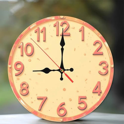 Minimalist Warm-Toned Numerals Farmhouse Wooden Wall Clock 25cm*25cm