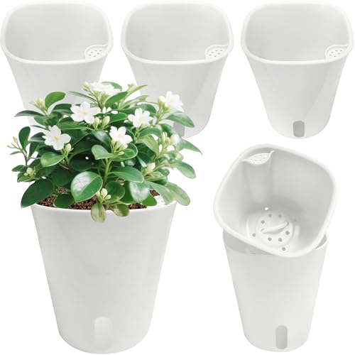 TCBWFY 5 Inch Self Watering Pots for Indoor Plants,5 Sets Self Watering Planter Pots with Visual Water Level Window and Multiple Vents,Self Watering Plant Pot for All House Plants,Flowers,Herbs - size: 5 Inch - 5 Sets