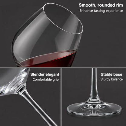 Crystal Wine Glasses Set of 2, 21oz Hand Blown Clear Glass | Long Stem Red White Wine Glass with Pourer and Stopper, Elegant Design in Gift Box for Home Bar, Birthday, Wedding - size: Red-1