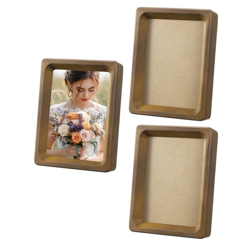 uxcell 4 x 5inch Natural Wood Photo Frames, 3pcs Mini Wooden Finish Picture Frame Tabletop Photo Frame with Mat for Desktop Display Wall Mounting, Walnut color - color: Walnut color, size: 4 x 5inch
