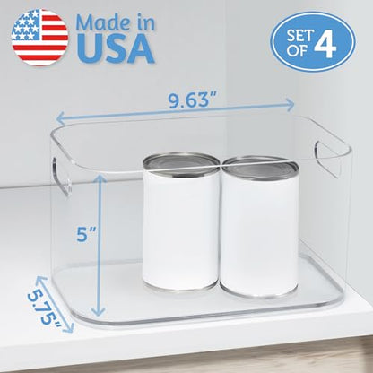 STORi Bliss 10" x 6" Open Clear Pantry Organizer Bin, Set of 4, Plastic Containers with Handle for Kitchen, Fridge, Cabinet, Closet, Bathroom, Undersink Storage Made in USA - style: Set of 4