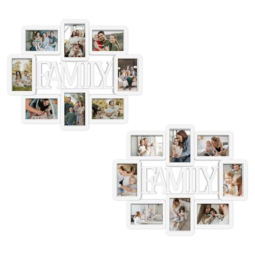 Jerry & Maggie 8 Opening Family Photo Frame 4×6 Frames Family Wall Decor, PVC Gallery Picture Frames Collage Wall Decor for 4×6 Pictures, Stylish & Durable, White/2 Pack - color: White*2 Pack, size: Family/ Cut-Out