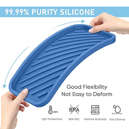 Silicone Sponge Holder-Large Thick Durable 10" Sink Organizer Tray-Kitchen | Thick Durable Sponge Caddy, Large Sink Tray, Dish Soap & Scouring Pad Holder, Countertop Drip Tray, Easy Clean, Rust-Proof - color: E-bu, size: 10x5.1inch