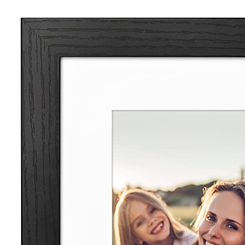 Americanflat 8x10 Picture Frame - Matted to 5x7 - Engineered Wood - Black | Shatter-resistant glass, wall or tabletop display with included easel, sawtooth hangers included, secure turn-tab backing - color: Black, size: 8x10