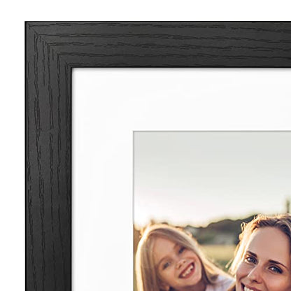 Americanflat 8x10 Picture Frame - Matted to 5x7 - Engineered Wood - Black | Shatter-resistant glass, wall or tabletop display with included easel, sawtooth hangers included, secure turn-tab backing - color: Black, size: 8x10