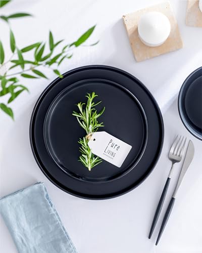 PURE LIVING INTERIOR DESIGN Stoneware Cereal Bowls Set of 4, 26.7 oz Scratch Resistant Ceramic Soup Bowl - color: Matte Black, size: Set (4pcs)