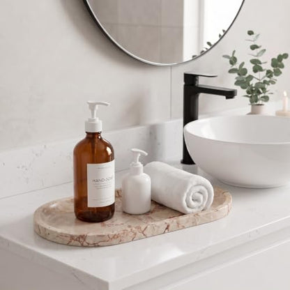 YKAJO Calacatta Viola Pink Oval Marble Tray, 11.8x5.9 Perfume Organizer | Honed natural stone; jewelry & trinket dish, ring & key holder, soap & candle catchall; bath counter, dresser, coffee table - color: Calacatta Viola Pink, size: 11.8" x 5.9" x 0.6"