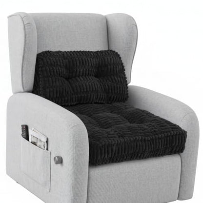 idee-home Recliner Cushions with Lumbar Support Pillow Set for Elderly | 20x20x5 Inch Recliner Seat Cushion Tufted, Large Square Seat Cushion Non-Slip Reduce Hip & Lumbar Pain - color: Black Seat&lumbar
