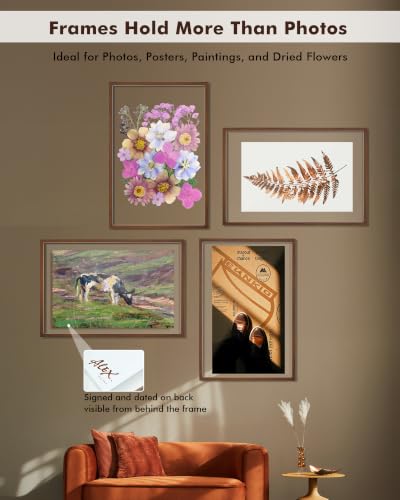 DLQuarts 20x30 Floating Picture Frame for 18x24/16x20/13x19/12x18 Photos, 2-Pack Solid Wood Double Plexiglass Wall Art Frames, Any Size Photo up to 20x30 Display, Black Walnut - color: Black Walnut, size: 20x30