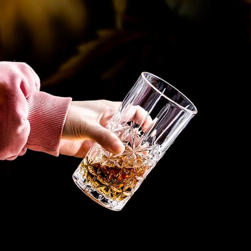 Highball Glasses - Water Glasses Set of 6-14 Ounce Collins Tall Beverage Cups Glassware for Drinks, Coctail, Water, Beer, Soda - style: Style E