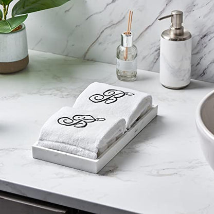 Personalized Initial Fingertip Towels - 2 Pack 11x18 - Black Embroidery On White Towel, Modern Monogrammed Towels, Great Personalized Initial Gift for Women, Teachers, Friends, Bridesmaids Initial A - color: A